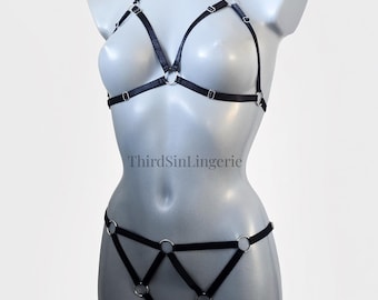 Completo intimo KARMA, reggiseno senza coppe e slip senza cavallo, con imbracatura regolabile per donna.