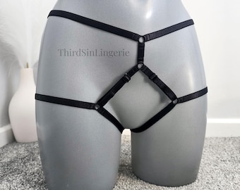 DITA - Culotte lingerie sans entrejambe, harnais cuissardes, culotte réglable pour femme