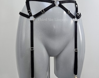 KISMET Adjustable Satin Harness Belt | Strappy Lingerie with Suspender Clips | Lingerie Accessory & Festival Wear