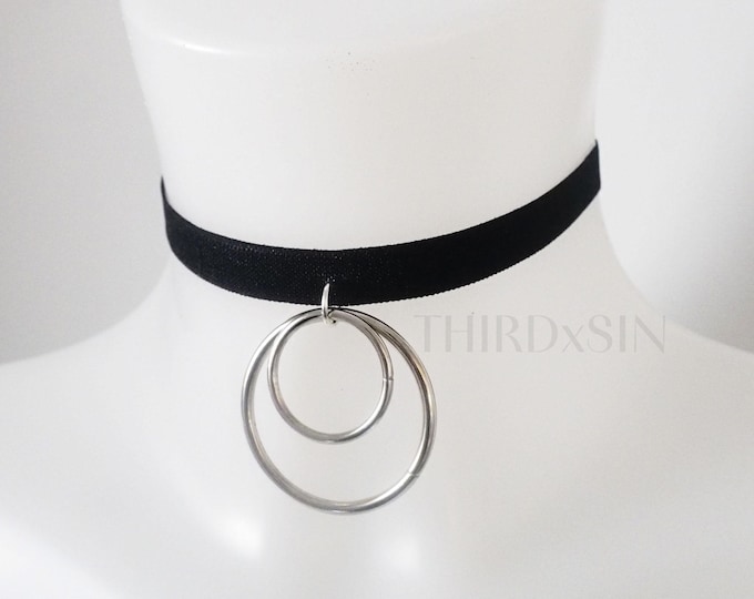 KARMA | Choker with O Rings, Goth Alternative Necklace, Adjustable Plus Size Inclusive Jewellery