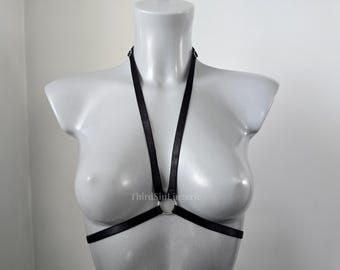 SIMPLICITY Minimal Halterneck Harness | Adjustable Strappy Lingerie Accessory | Everyday Alternative Fashion for Layering
