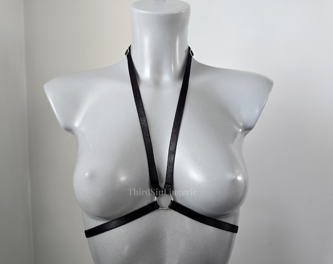 SIMPLICITY Minimal Harness Bra, Open Cup Lingerie, Strappy Bralette, Body Harness