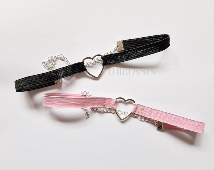ADORE | Choker with Heart Pendant, Handmade Collar Necklace, Adjustable Plus Size Inclusive Jewellery