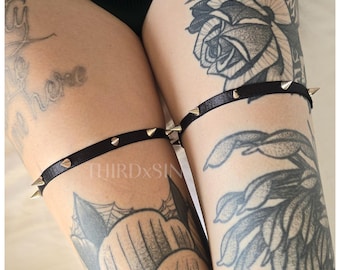 Ligas ajustables con tachuelas DEADLY, accesorios para mujer, lencería gótica alternativa, individual o en pares.