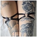 ADORE | Garters with Heart Pendant, Adjustable Accessories with Satin Finish, Single or Pair
