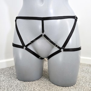 LILITH Crotchless Panties, Satin Lingerie Harness, Plus Size Inclusive afbeelding 1