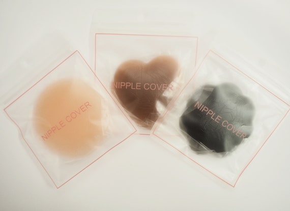 Reusable Pasties, Nipple Covers, Self-adhesive Silicone, Three Skin Tones 1  PAIR 