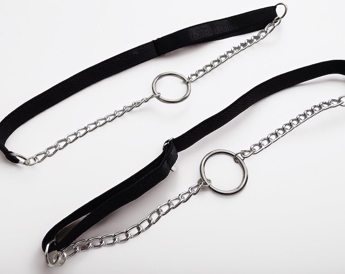 MISTRESS Satin Garters with Chains, Minimal Adjustable Lingerie Accessories
