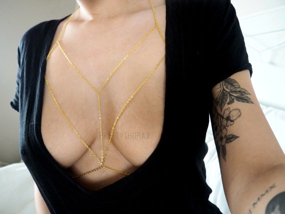 Lilith Body Chain Chain Bra, Simple Layered Jewellery Accessories,  Minimalist Chest Bralette 