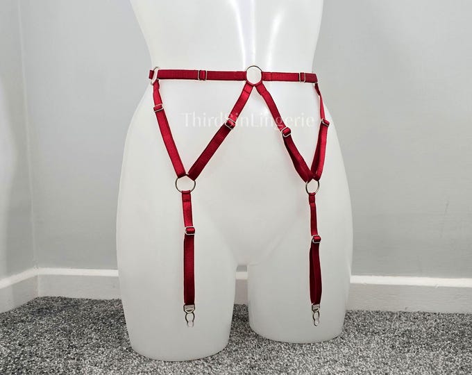 KARMA | Suspender with Clips, Open Garter Belt for Thigh High Stockings and Socks, Adjustable Lingerie,  Plus Size Inclusive