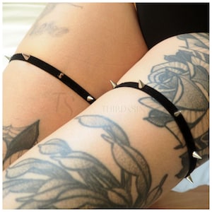 studded garter belt Metal Heart Spike Studded Faux Leather Garter Belt Set Holds Thigh High  Stocking