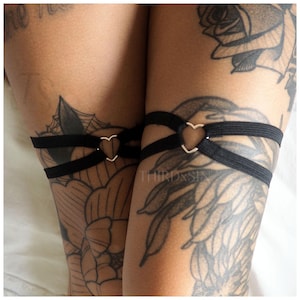 ADORE | Garters with Heart Pendant, Accessories for Stockings and Lingerie, Single or Pair