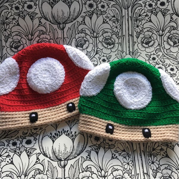 Mario mushroom inspired childrens hat! Hand crocheted toadstool hat inspired by Super Mario Brothers. To fit baby/toddler/child or older!