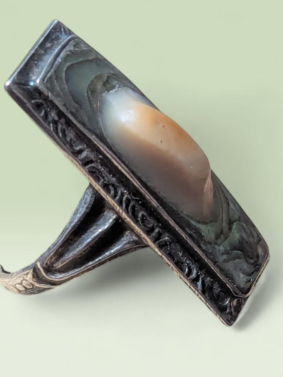 Sterling Silver  Rectangular Blister Pearl Emboss… - image 1