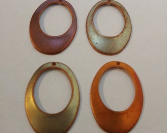 Teardrop hoops solid copper open hoop drop with hole - lot(s) of two (2) pieces  about  1" wide and 1 3/8th long 20 Gauge.