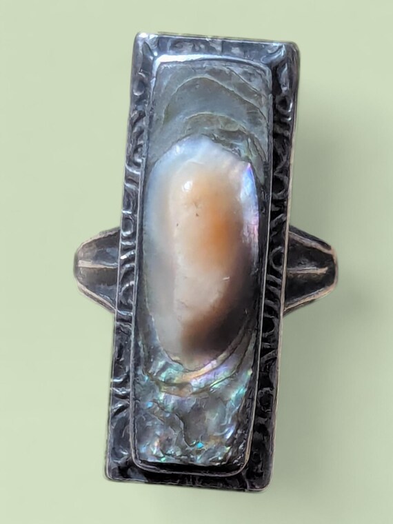 Sterling Silver  Rectangular Blister Pearl Emboss… - image 8