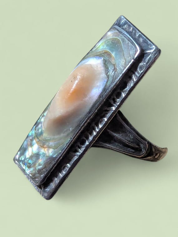 Sterling Silver  Rectangular Blister Pearl Emboss… - image 4