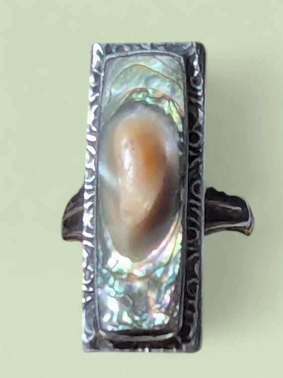 Sterling Silver  Rectangular Blister Pearl Emboss… - image 6