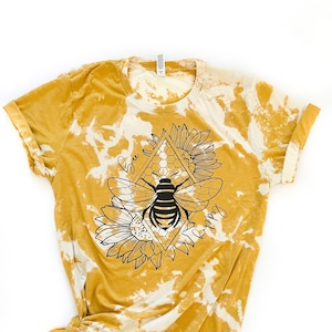 Bee Happy Tie Dye Tee - Honeycomb Bee Tee - Bee Shirt
