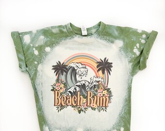 Vintage Style Beach Bum Bleached Tee - Bleached Tee - Beach Shirt - Summer Shirt