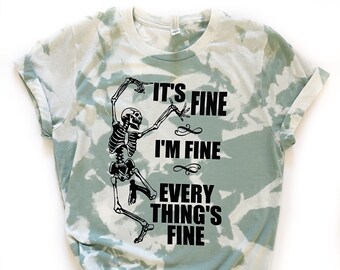 Grappig skelet tie-dye T-shirt – T-shirt It's Fine Sarcastic