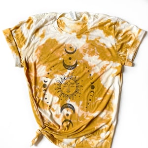 Sun and Moon Tie Dye Tee - Moon Shirt - Celestial Shirt - Witch Shirt - Bleached Tee
