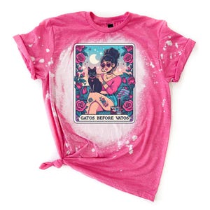 Gatos Before Vatos Tarotkaart gebleekt T-shirt