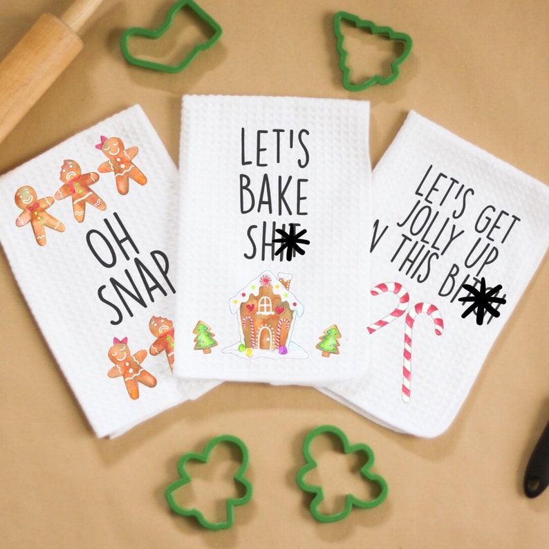 Naughty Christmas Kitchen Towels Funny Kitchen Towels Etsy