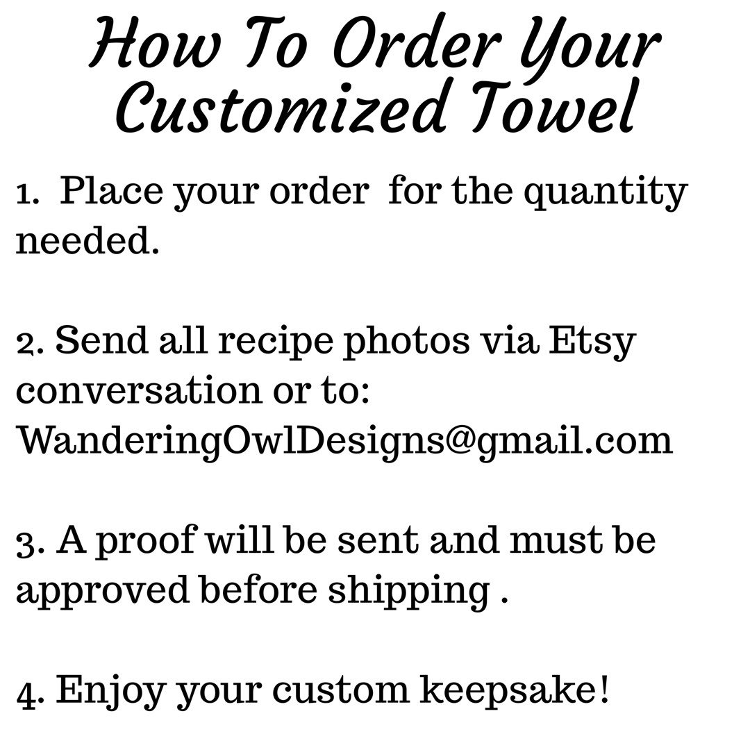 Personalized Recipe Kitchen Towels Grandma's Recipe Etsy