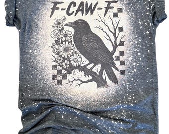 F-caw-f Raven geruit gebleekt T-shirt