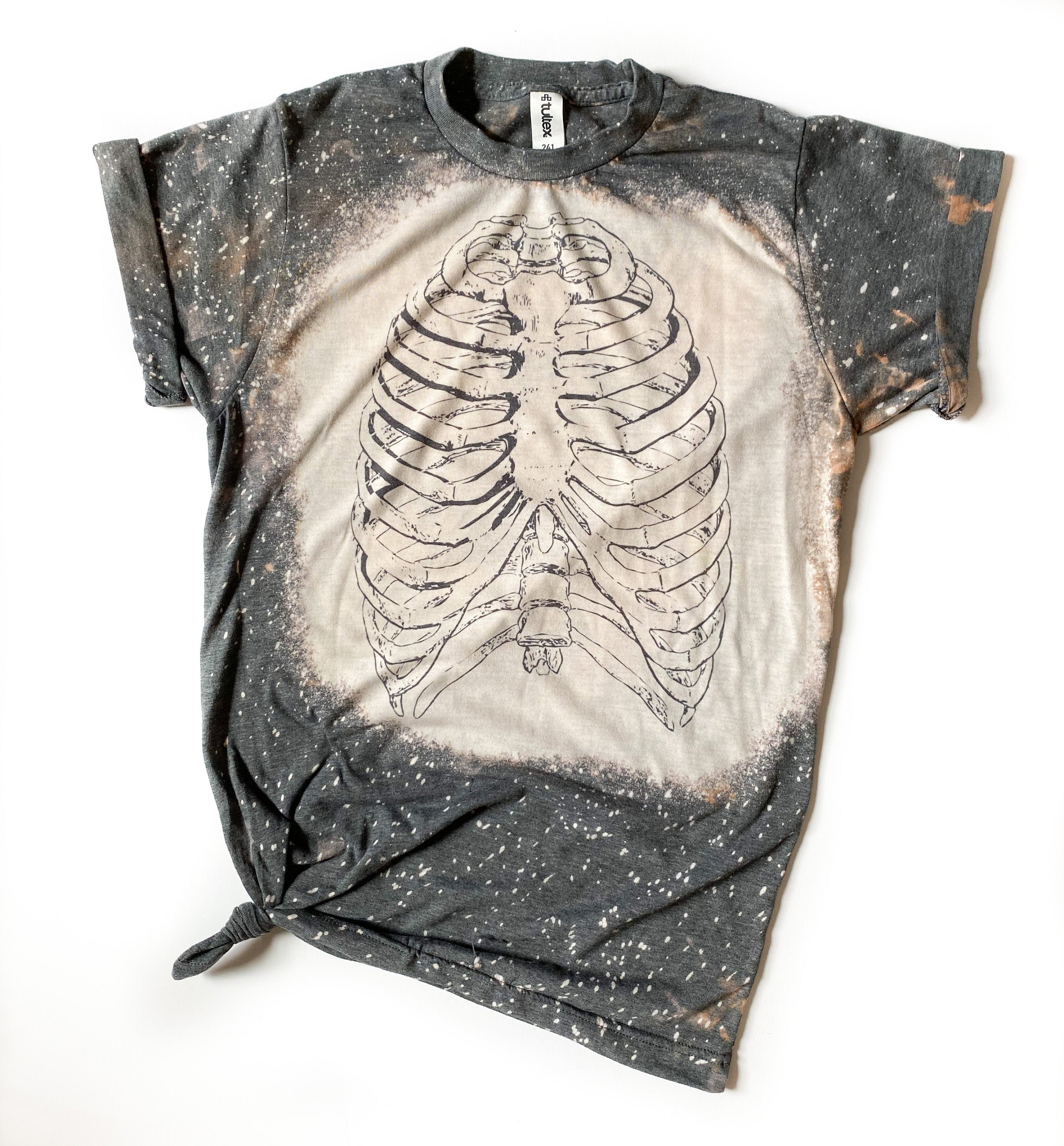 Bleached Rib Cage Tee - Distressed Halloween Costume Shirt - Etsy