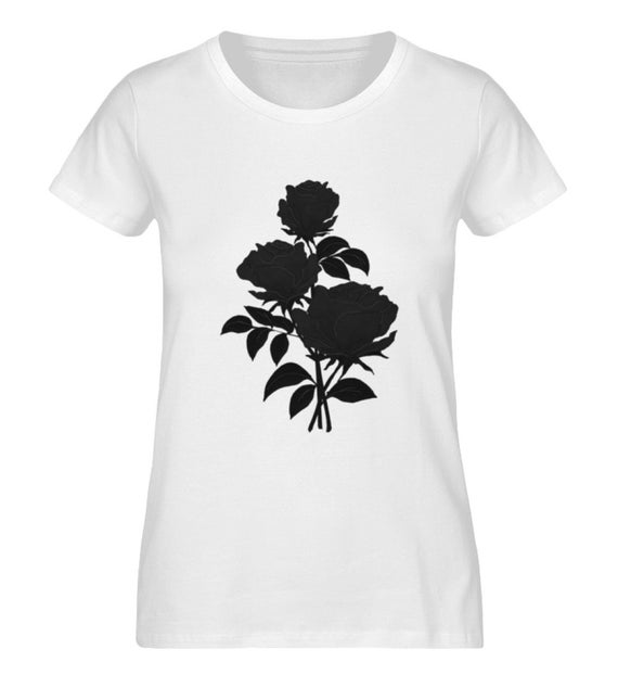 T-shirt with watercolor Black roses Women's premium | Etsy