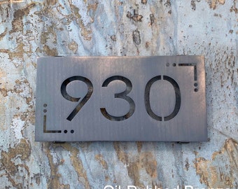 Modern Stainless Steel Address Sign | Metal Address Sign | Modern House Numbers | Mid-Century Address Sign |