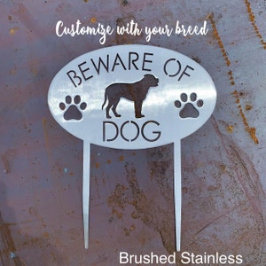 Beware of Dog Yard Sign | Garden Sign with Stakes | Stainless Steel Garden Plaque | Beware of Dogs