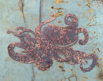Octopus Art | Metal Octopus | Beach House Decor | Nautical Decor | Ocean Decor