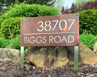 Stainless Steel Address Sign with Stakes | Custom Address Sign | Yard Address Sign