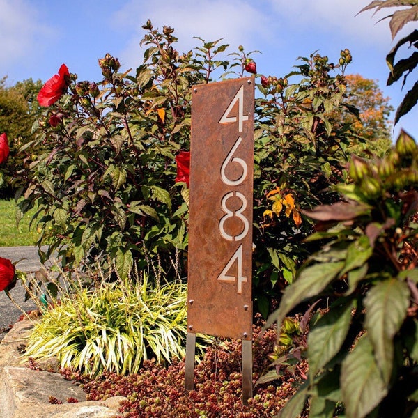 Stainless Steel Address Sign with Stakes | Custom Address Sign | Yard Address Sign