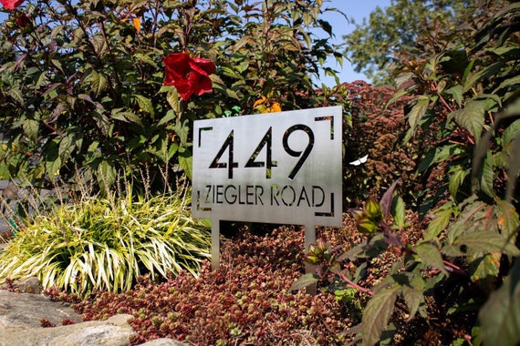 Stainless Steel Address Sign with Stakes | Custom Address Sign | Yard Address Sign