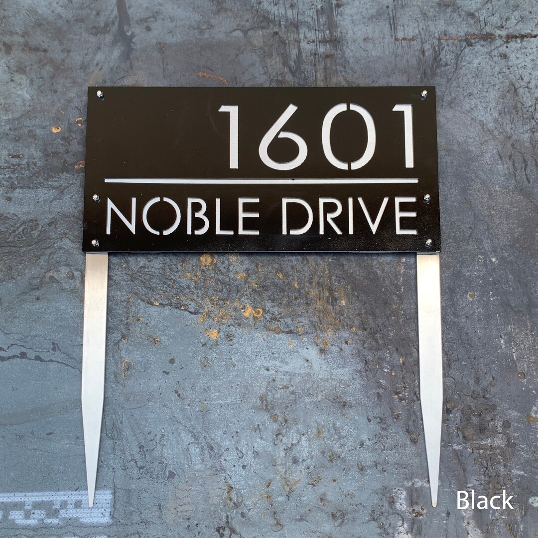 Steel Address Sign Stainless Steel Address Sign With Stakes | Custom Address Sign | Yard ...