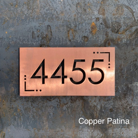 Modern Stainless Steel Address Sign | Metal Address Sign | Modern House Numbers | Mid-Century Address Sign |