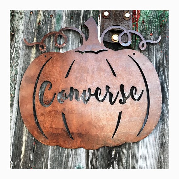 Personalized Farmhouse Fall Decor | Fall Wedding Gift | Custom Pumpkin Sign | Rustic Fall Decor | Thanksgiving Decor | Metal Pumpkin