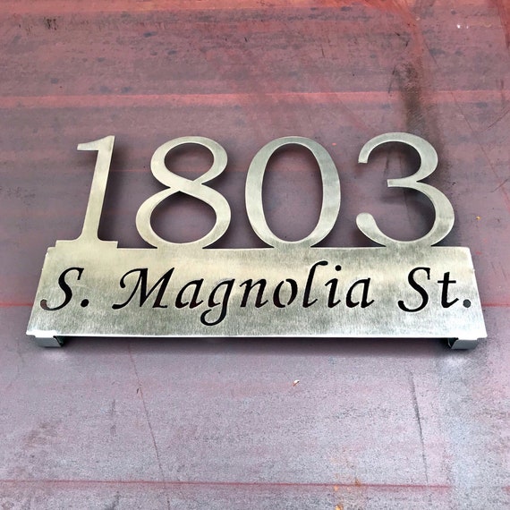 Stainless Address Sign |  Modern Address Sign | Address Sign with Street Name | Metal Address Plaque | Housewarming Gift