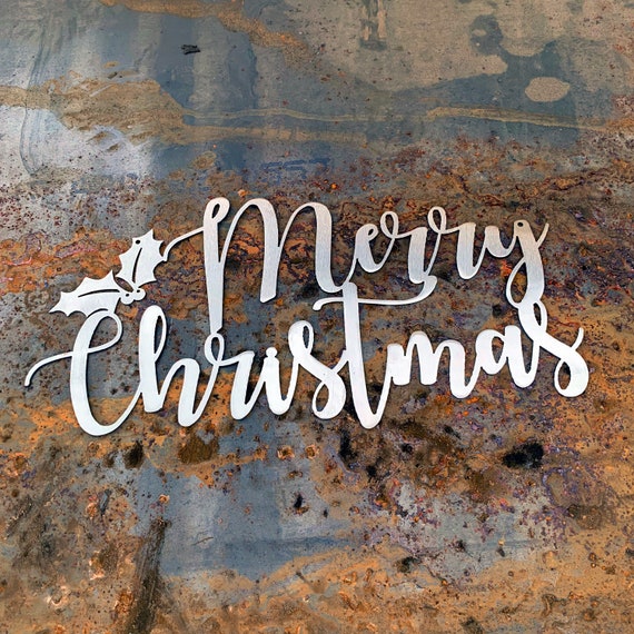 Merry Christmas Metal Script Sign | Stainless Steel Christmas Decor | Holiday Hostess Gift | Outdoor Christmas | Farmhouse Christmas Decor