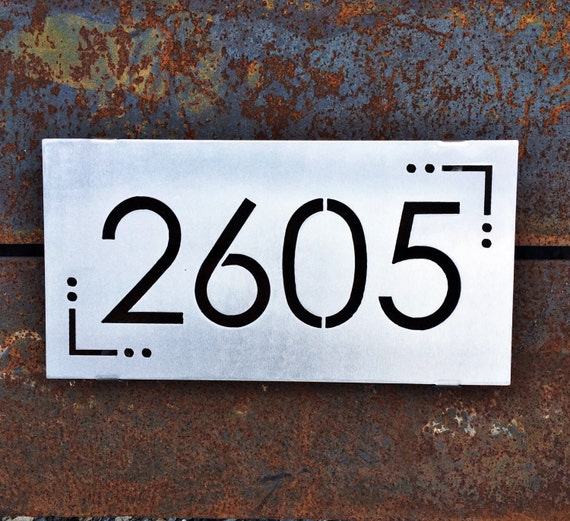 Modern Stainless Steel Address Sign | Metal Address Sign | Housewarming Gift | Mid-Century Address Sign