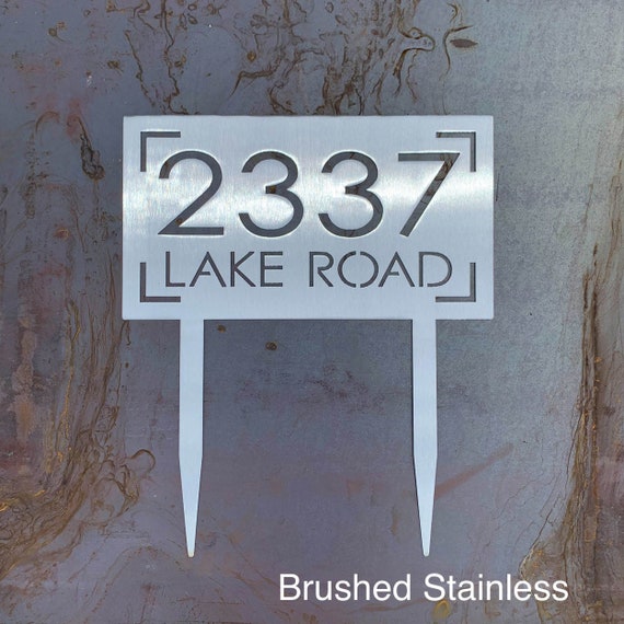 Stainless Steel Address Sign with Stakes | Custom Address Sign | Yard Address Sign