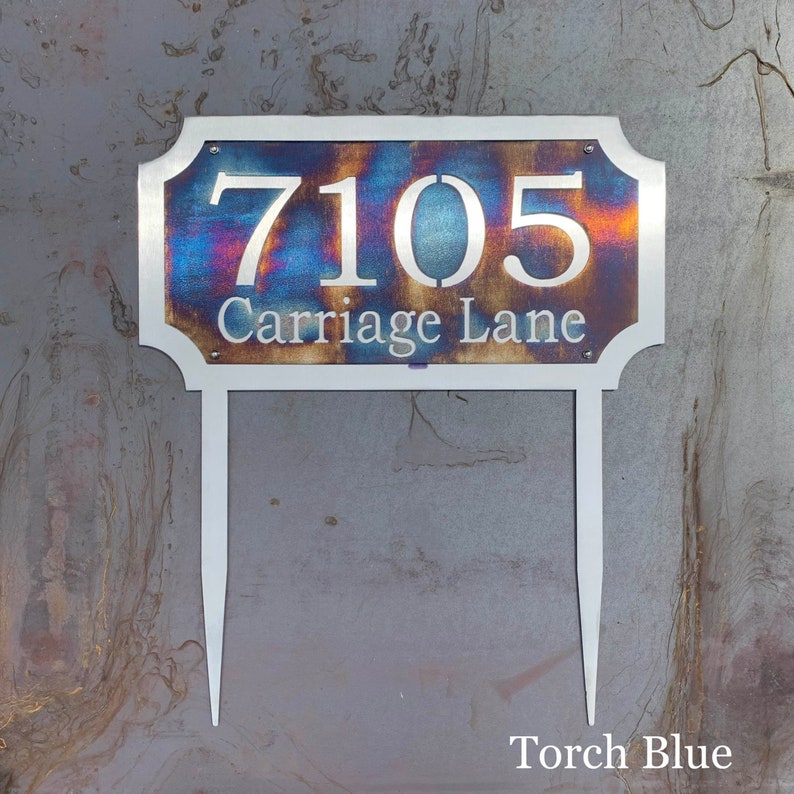 Stainless Steel Address Sign With Stakes Custom Address Sign Etsy