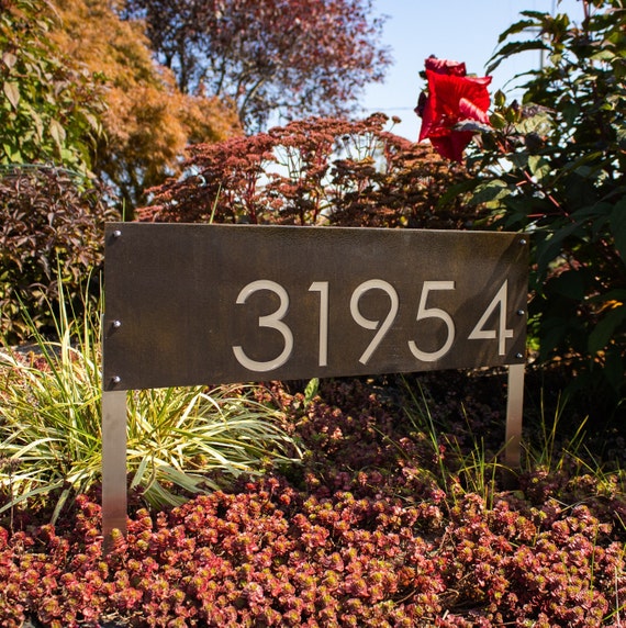 Stainless Steel Address Sign with Stakes | Custom Address Sign | Yard Address Sign