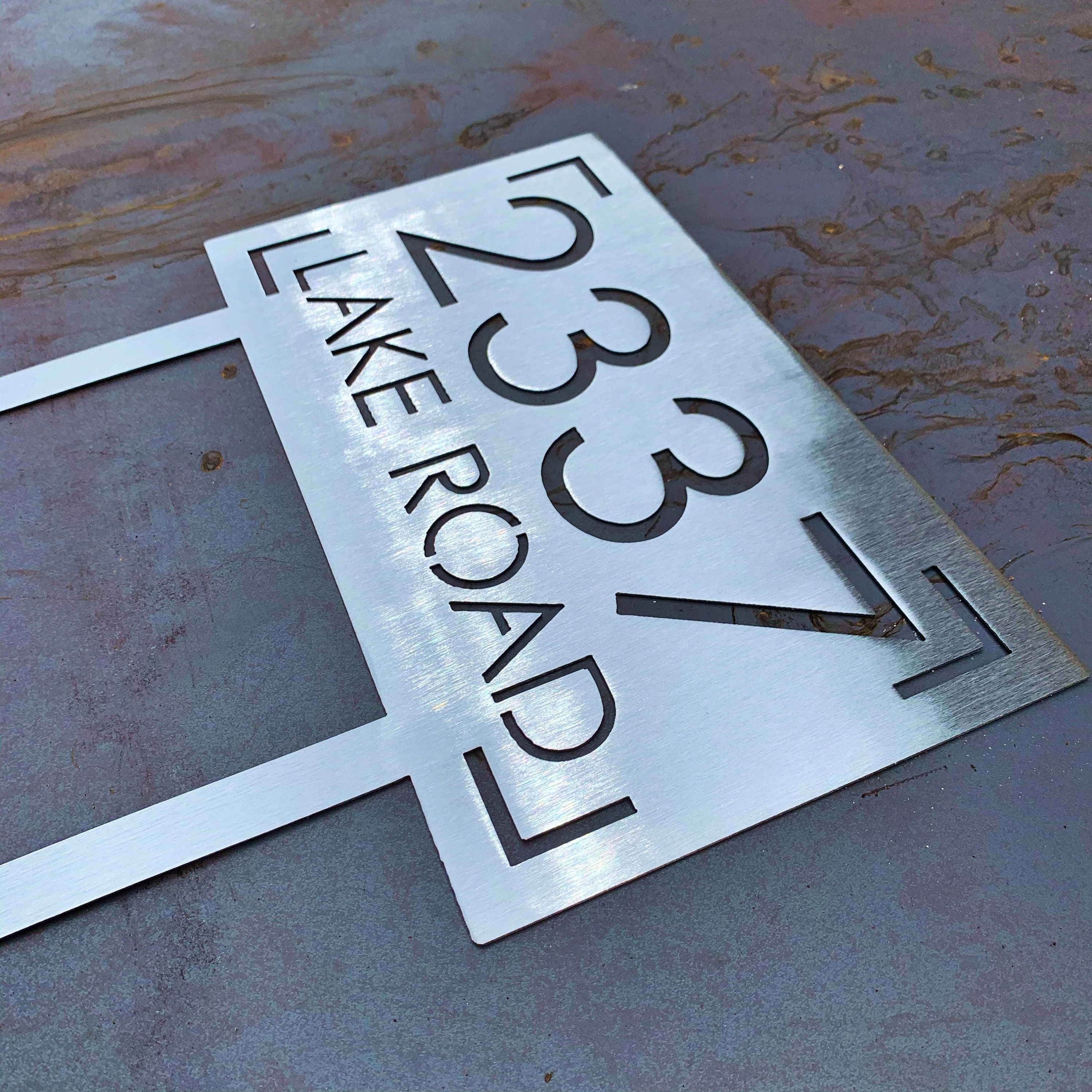 Stainless Steel Address Sign with Stakes Custom Address Sign Yard