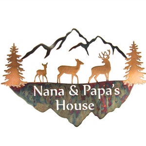 Custom Metal Mountain Sign: Nana & Papa&#39;s House, Outdoor Decor