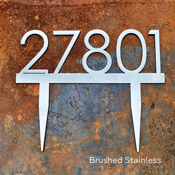 Stainless Steel Address Sign with Stakes | Custom Address Sign | Yard Address Sign